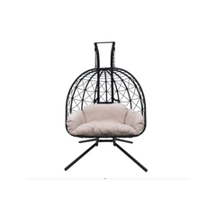 Foldable Hanging Garden Chair in Black Steel – 2 Seater