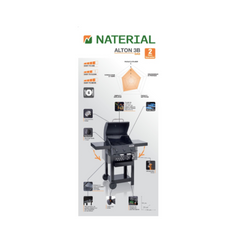 Gas Barbecue – 114 x 55 x 114 cm – NATERIAL Alton, 3 Burners, Black