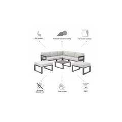NATERIAL Odyssea Grey Garden Set, 7 People