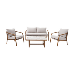 NATERIAL Gaia 4-Seater Low Lounge Set in Aluminium and Natural-Effect Resin