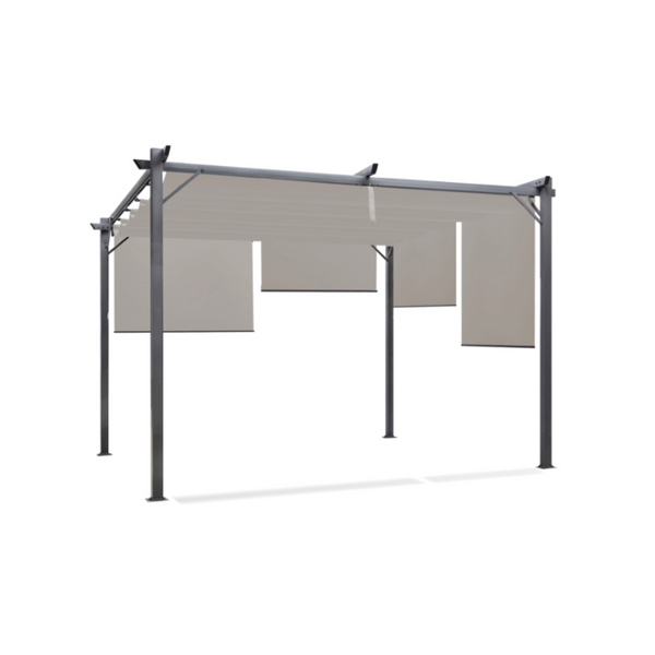 Special Edition Pergola with Retractable Roof 3×4 m and 4 Blinds, Taupe