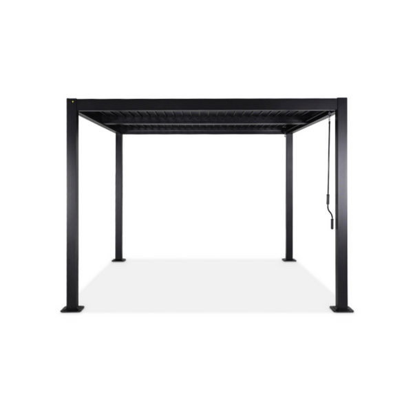 Black Bioclimatic Pergola, Aluminium and Steel, 3x3m, Adjustable Louvres