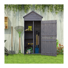 Grey Solid Pine Garden Shed – 1.19 m² – Sturdy Storage Cabinet