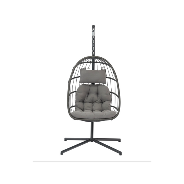 Egg-Shaped Hanging Garden Chair in Anthracite Grey Steel