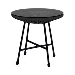 IZMIR Garden Set, Table and 2 Egg Chairs in Black Rope