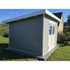 SINTRA Composite Garden Shed – 9 m² Light Grey – Factory Price – CLEARANCE