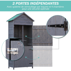 Grey Solid Pine Garden Shed – 1.19 m² – Sturdy Storage Cabinet