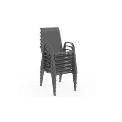 MADRID Garden Set, Table 150 cm and 6 Stackable Chairs, Anthracite Grey