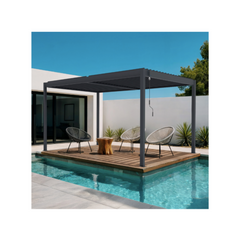 PIANA Self-Supporting Bioclimatic Pergola 4x3m Grey Aluminium – Adjustable Louvres – Self-Supporting Pergola 3×4 m