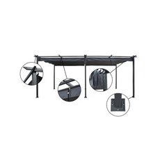 Metal Pergola with Retractable Roof – 3 x 6 m – Anthracite