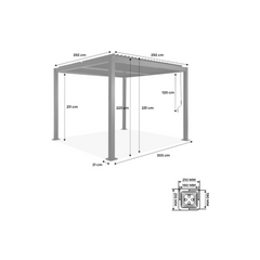 Black Bioclimatic Pergola, Aluminium and Steel, 3x3m, Adjustable Louvres