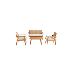 BOHEMIA 4-Seater Wood and Vertical Cane Garden Set