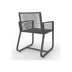 ODESSA Garden Set, Table 150 cm and 6 Rope Armchairs, Anthracite Grey
