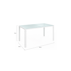MADRID Garden Set, Table 150 cm and 6 Stackable Chairs, White and Beige
