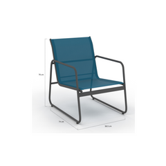 MALAGA 6-Seater Low Garden Set with Sofa, Armchairs and Table, Teal Blue