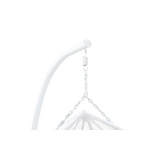 2-Seater Hanging Chair in Woven Resin – White with Grey Cushions – MYLIA CAYAMBE