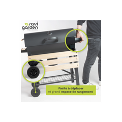 XXL Charcoal Barbecue with Lid | American Charcoal Grill | Outdoor Barbecue with Grate