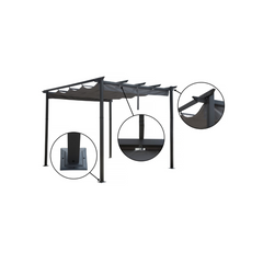 Aluminium Pergola with Retractable Roof – 3 x 3 m – Grey