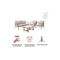 NATERIAL Gaia 4-Seater Low Lounge Set in Aluminium and Natural-Effect Resin