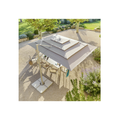 Hespéride Melhia Rectangular Multi-Canopy Cantilever Parasol, Linen 4 x 3m in Aluminium, Steel and Olefin