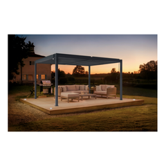 PIANA Self-Supporting Bioclimatic Pergola 4x3m Grey Aluminium – Adjustable Louvres – Self-Supporting Pergola 3×4 m