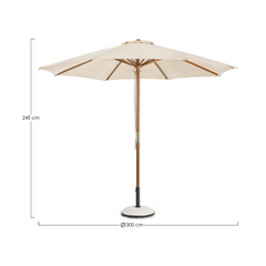 ATTOL Parasol 400×300 cm in Cream Polyester Fabric with Wooden Pole