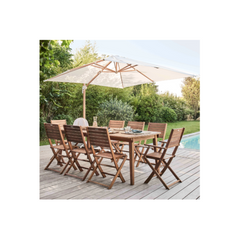 Square Cantilever Parasol 3x3m Ecru Wood Effect