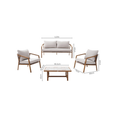 NATERIAL Gaia 4-Seater Low Lounge Set in Aluminium and Natural-Effect Resin