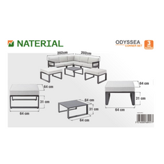 NATERIAL Odyssea Grey Garden Set, 7 People