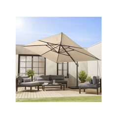 WIMEREUX Rectangular Cantilever Parasol, Beige 3x4m + Weighted Tiles 50x50cm + 50X50CM TILES