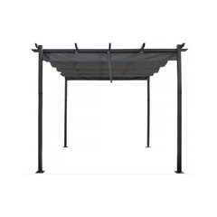 Aluminium Pergola with Retractable Roof – 3 x 3 m – Grey