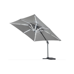 Sun 4 Luxe LED Aluminium Cantilever Garden Parasol – Rectangular – 3 x 4 m – Grey – Weighted Tiles Included