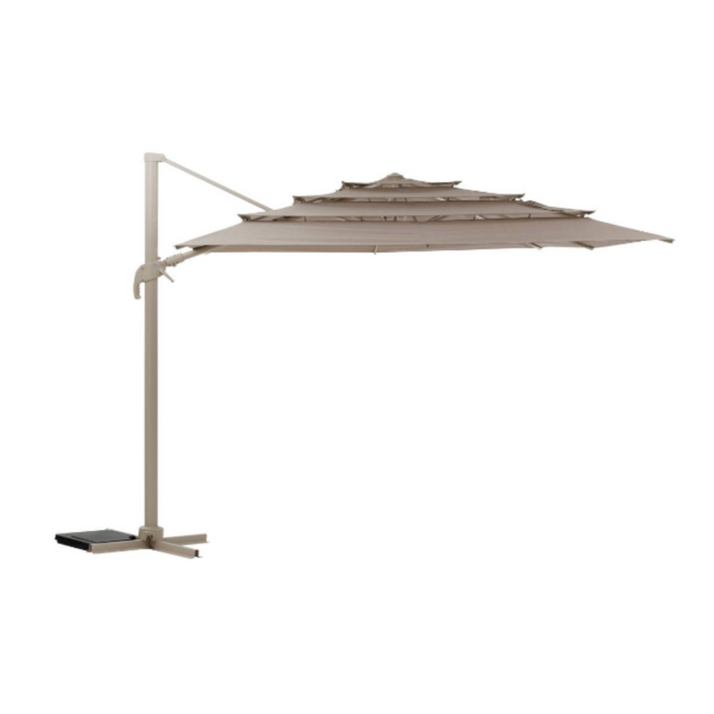 Hespéride Melhia Rectangular Multi-Canopy Cantilever Parasol, Linen 4 x 3m in Aluminium, Steel and Olefin