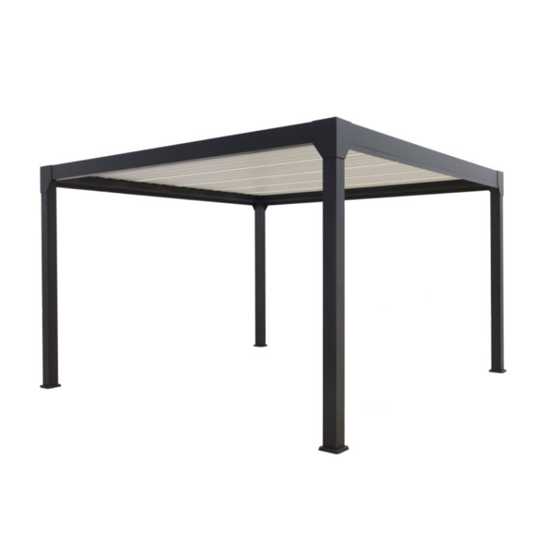 GREEN OUTSIDE Menea Motorised Self-Supporting Bioclimatic Pergola, Black 4X4 + LED