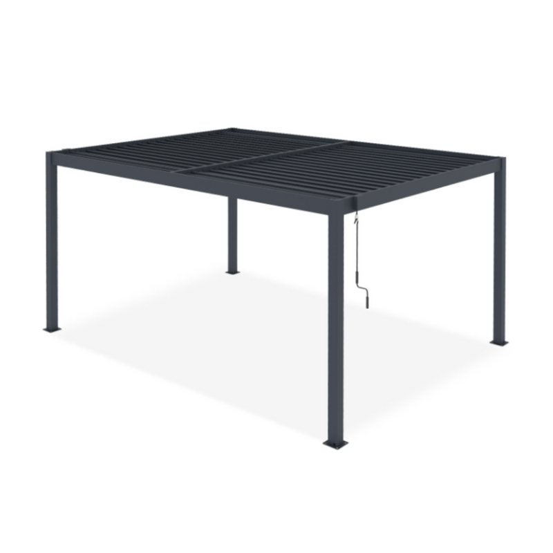 PIANA Self-Supporting Bioclimatic Pergola 4x3m Grey Aluminium – Adjustable Louvres – Self-Supporting Pergola 3×4 m