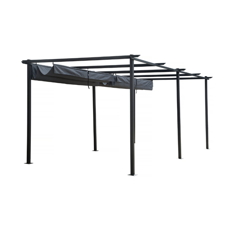 Metal Pergola with Retractable Roof – 3 x 6 m – Anthracite