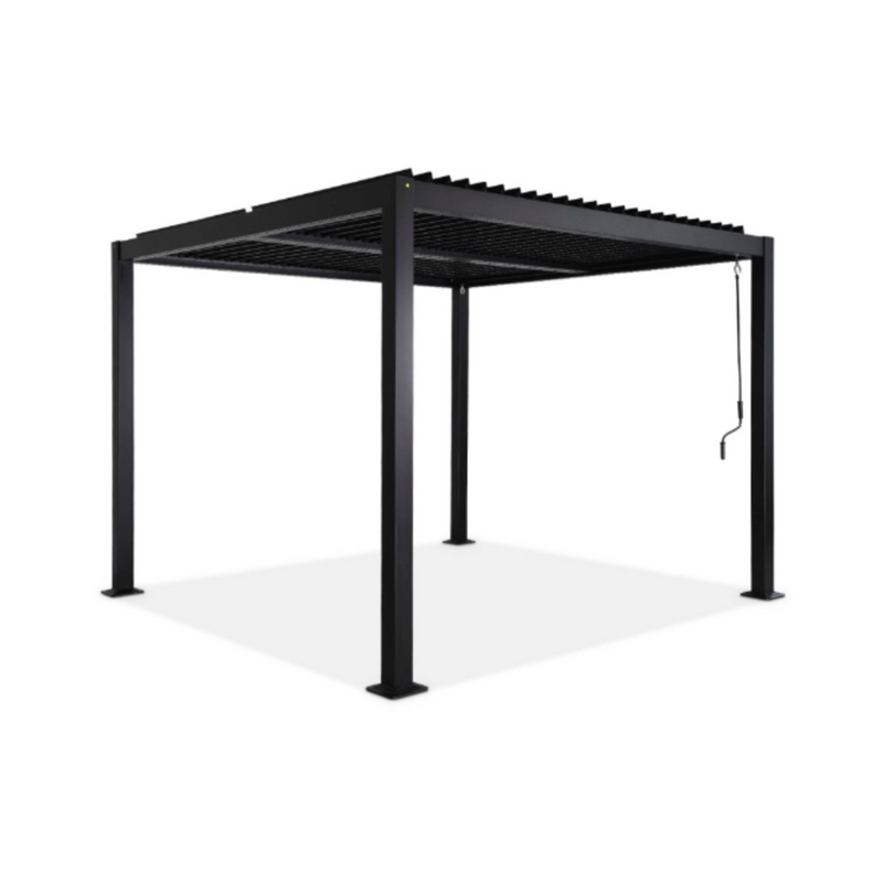 Black Bioclimatic Pergola, Aluminium and Steel, 3x3m, Adjustable Louvres