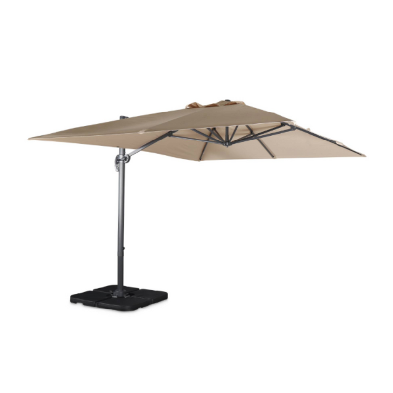WIMEREUX Rectangular Cantilever Parasol, Beige 3x4m + Weighted Tiles 50x50cm + 50X50CM TILES
