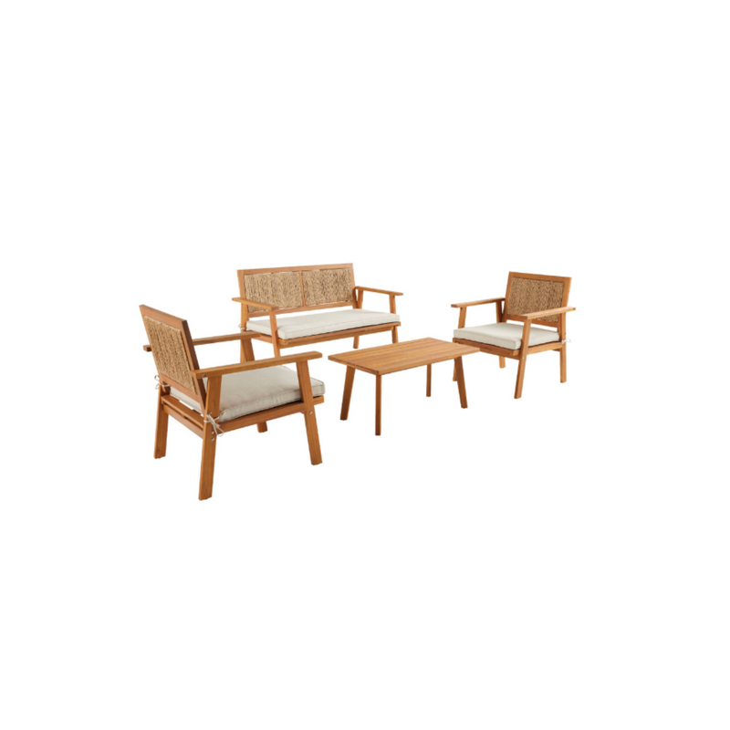 BOHEMIA 4-Seater Wood and Vertical Cane Garden Set