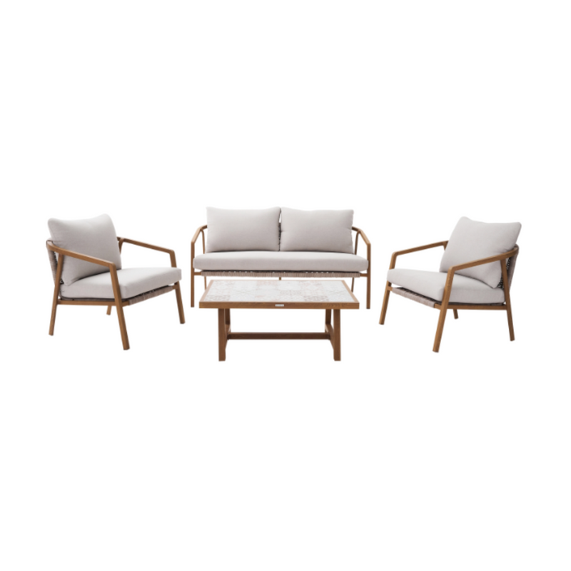 NATERIAL Gaia 4-Seater Low Lounge Set in Aluminium and Natural-Effect Resin