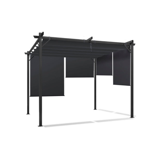 Special Edition Pergola with Retractable Roof 3×3 m and 4 Blinds, Anthracite Grey