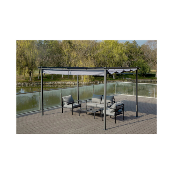Aluminium Pergola with Retractable Roof – 3 x 4 m – Anthracite Grey