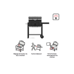 NATERIAL Centaurus Beta II Charcoal Barbecue 90x70 cm