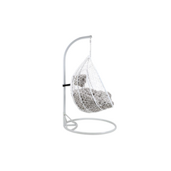 2-Seater Hanging Chair in Woven Resin – White with Grey Cushions – MYLIA CAYAMBE