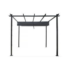 Aluminium Pergola with Retractable Roof – 3 x 3 m – Grey