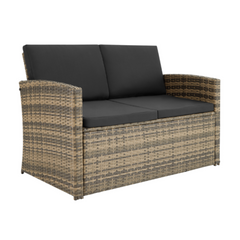Tectake LUCQUES 4-Seater Low Garden Lounge Set – Natural Brown/Dark Grey