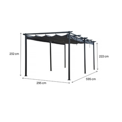 Metal Pergola with Retractable Roof – 3 x 6 m – Anthracite