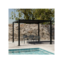 Black Bioclimatic Pergola, Aluminium and Steel, 3x3m, Adjustable Louvres
