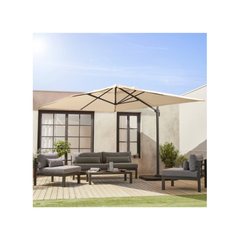WIMEREUX Rectangular Cantilever Parasol, Beige 3x4m + Weighted Tiles 50x50cm + 50X50CM TILES