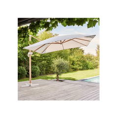 Square Cantilever Parasol 3x3m Ecru Wood Effect
